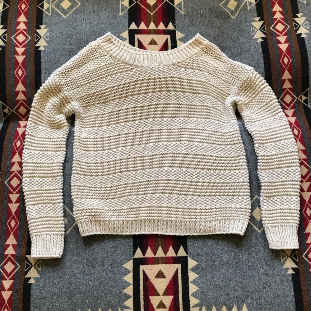 4/$25ANN TAYLOR LOFT CREAM KNIT‎ SWEATER